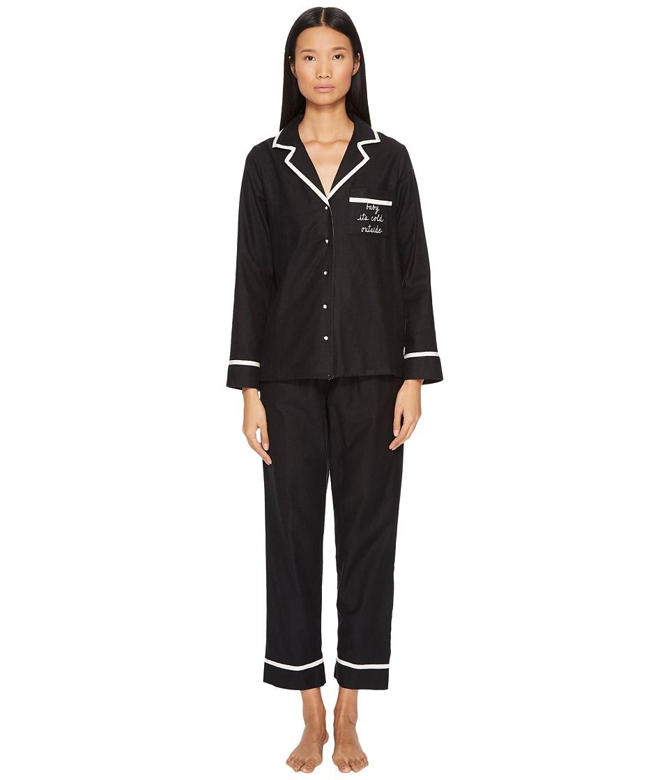 Kate Spade New York - Baby It's Cold Outside Brushed Twill Pajama Set (Black) Women's Pajama Sets | Zappos