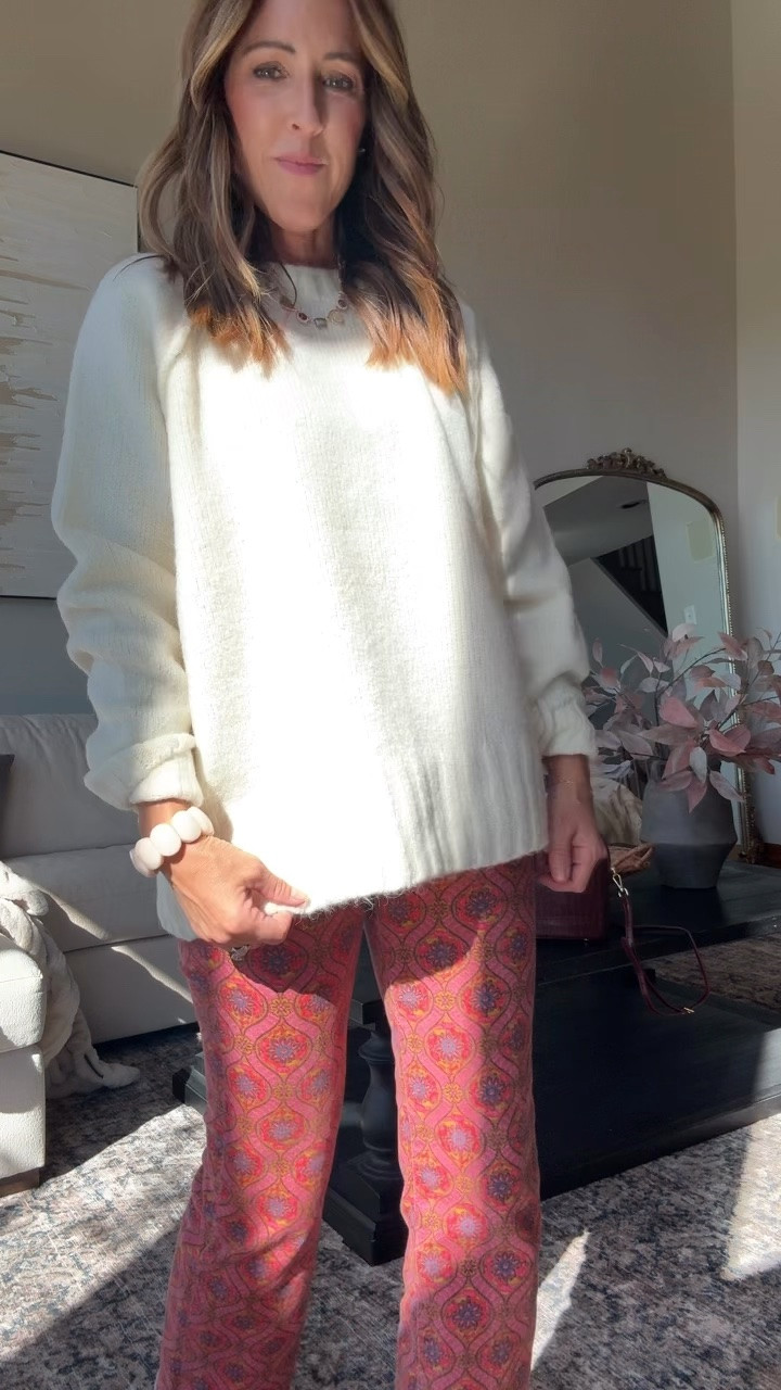 Fun denim with. Cozy oversized sweater is the perfect outfit combo. @Anthropologie #anthropartner
Jeans tts- I cut a few inches off
Small sweater 
Heels tts
