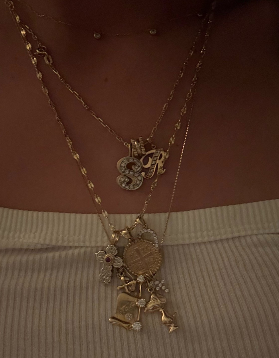 Two tone necklace stack