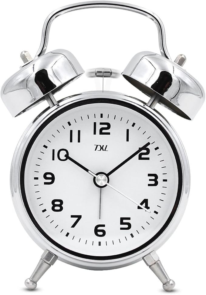 TXL 3.5" Twin Bell Alarm Clocks Kids, Battery Operated with Nightlight, Handheld Sized, Non-Ticki... | Amazon (US)
