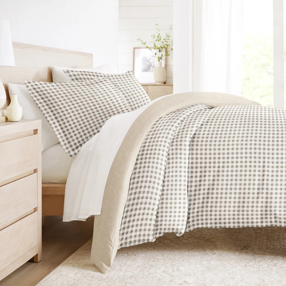 Gingham Check Pattern Reversible Duvet Cover Set | Linens and Hutch