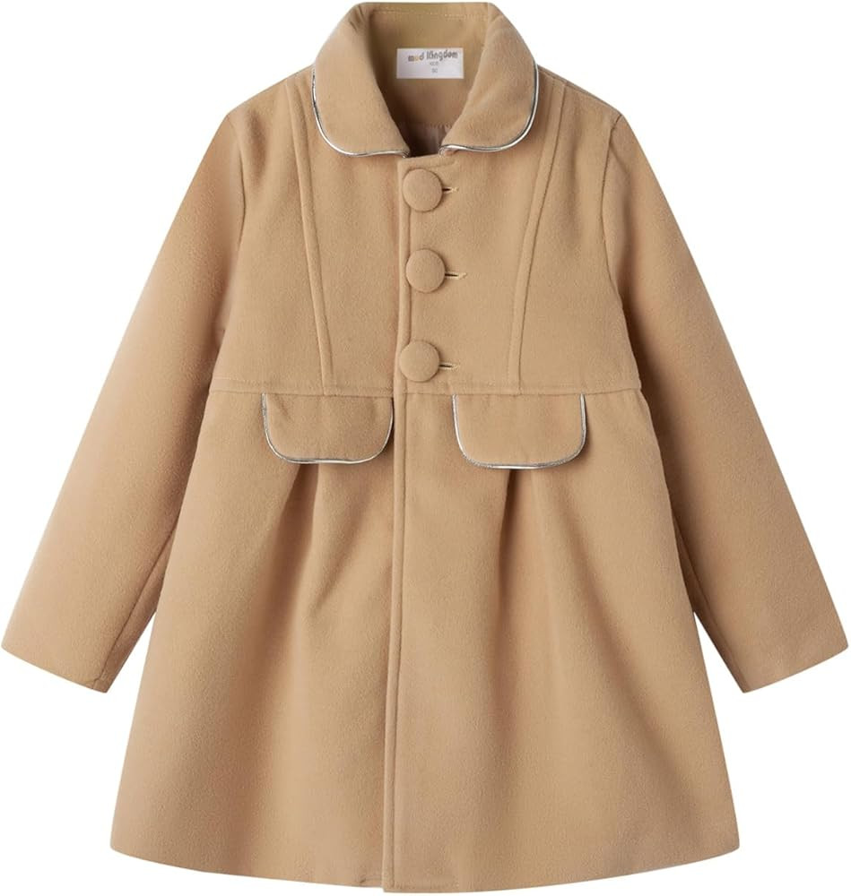 Mud Kingdom Girls Peacoat Dress Coat Faux Wool Lapel Outerwear | Amazon (US)
