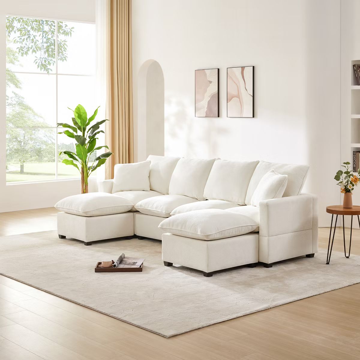 7/6/5/4 Seat Upholstered Sectional Sofa Couch, Modular Sofa with 2 Pillows 4M -ModernLuxe | Target