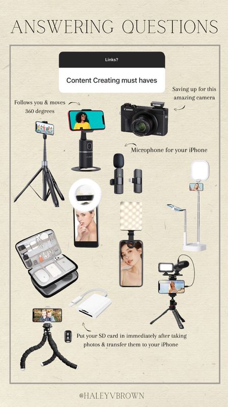 Content Creator Tools, Content Equipment, Selfie Stick, Tripod, Canon Camera, Ring Light, Content Essentials, Content Must Haves, Filming Microphone

#LTKFind #LTKeurope #LTKsalealert