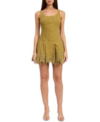 En Saison Women's Elin Embroidered Sleeveless Mini Dress - Olive | Macy's