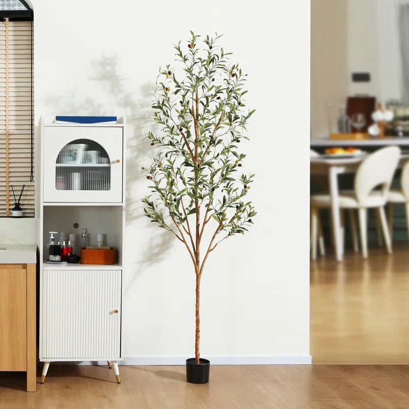 Adcock Artificial Olive Tree in Pot with Realistic Leaves and Natural Trunk | Wayfair North America