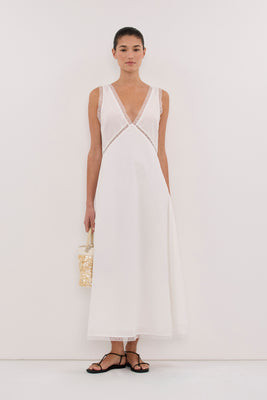 ROSIN WHITE LACE TRIM MIDI DRESS | DISSH