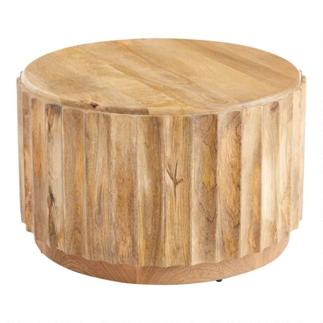 Ishan Round Driftwood Ridged Coffee Table | World Market