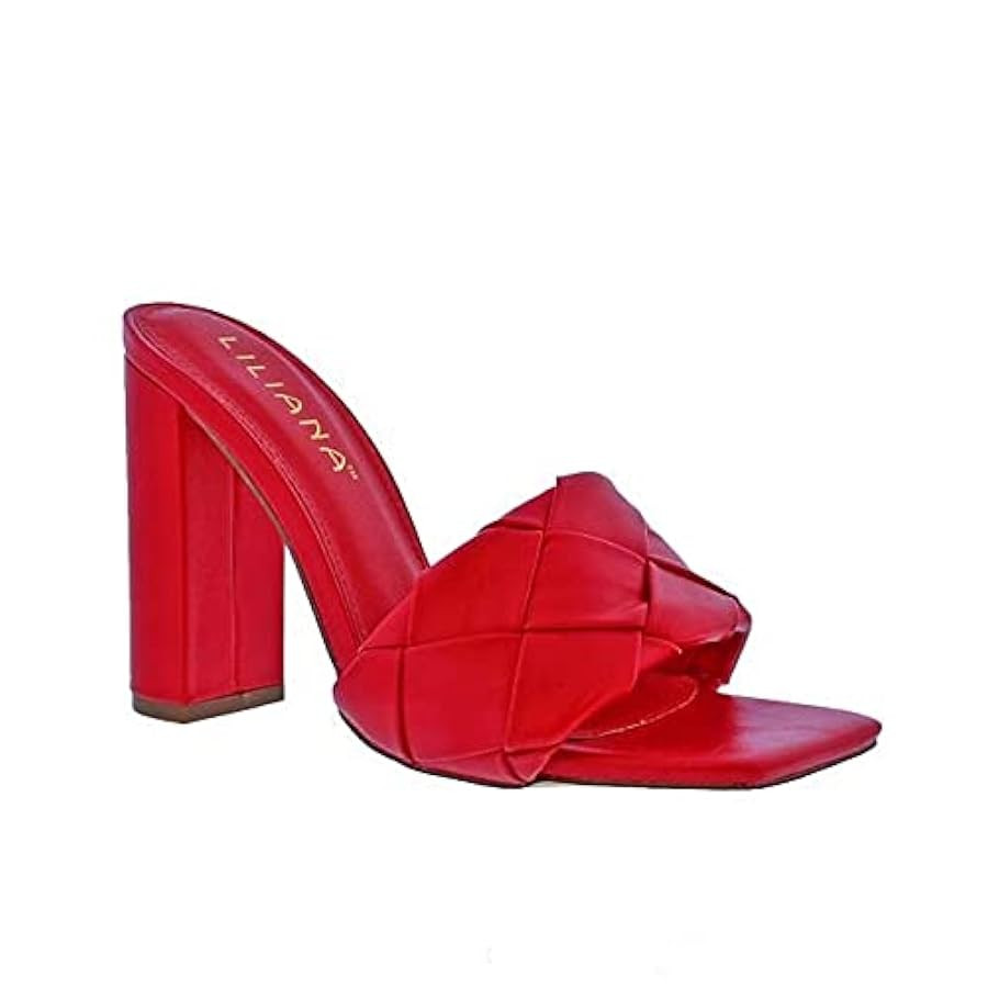 Liliana Women's Square Quilted Stiletto High Heel Open Toe Slip On Mule Slide Sandal- Hugo3 | Amazon (US)