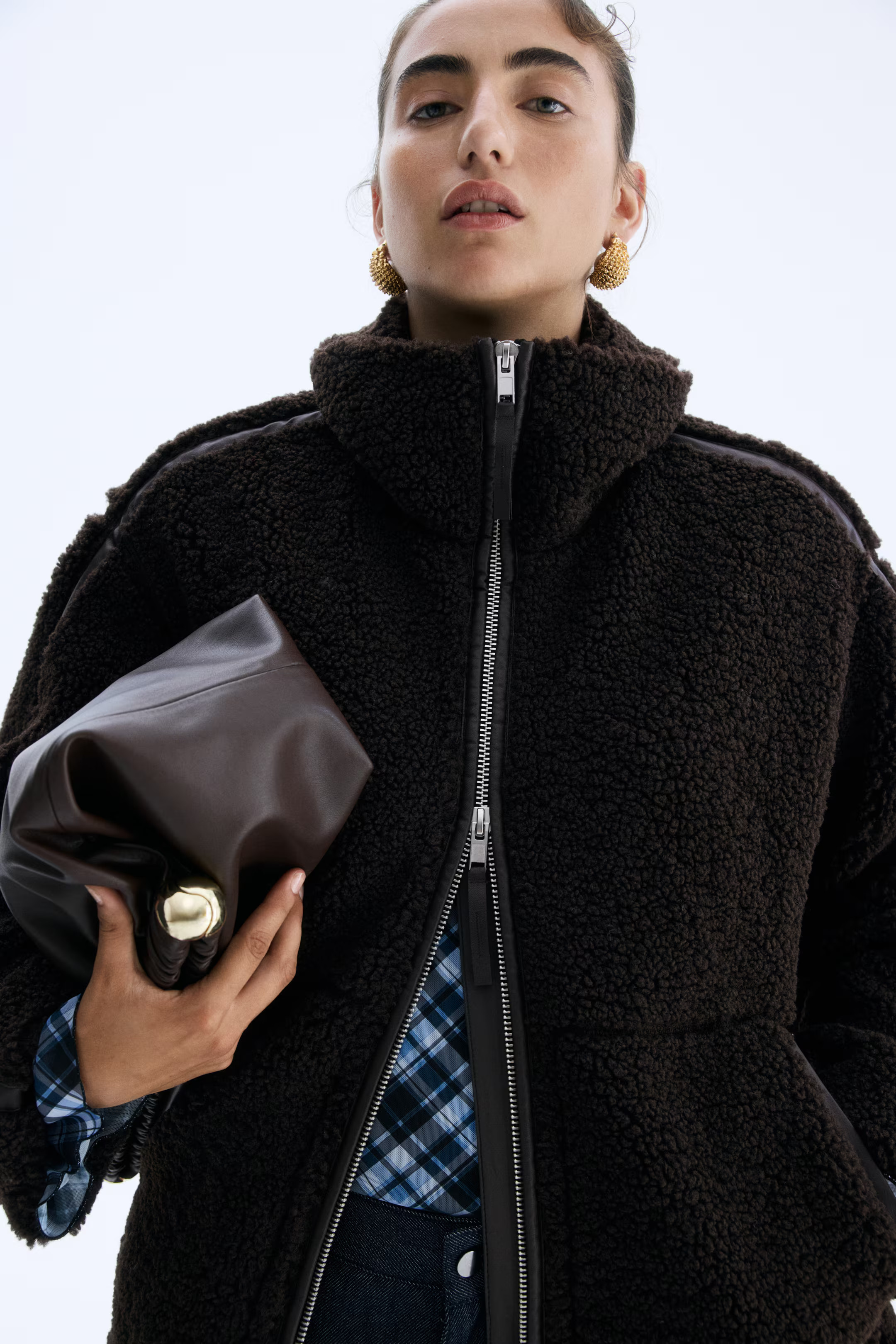 Loose teddy jacket - Dark brown - Ladies | H&M GB | H&M (UK, MY, IN, SG, PH, TW, HK)