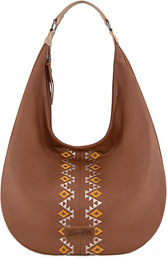 Wrangler Large Hobo Bags for Women Western Aztec Slouchy Shoulder Bag with Zipper | Amazon (US)