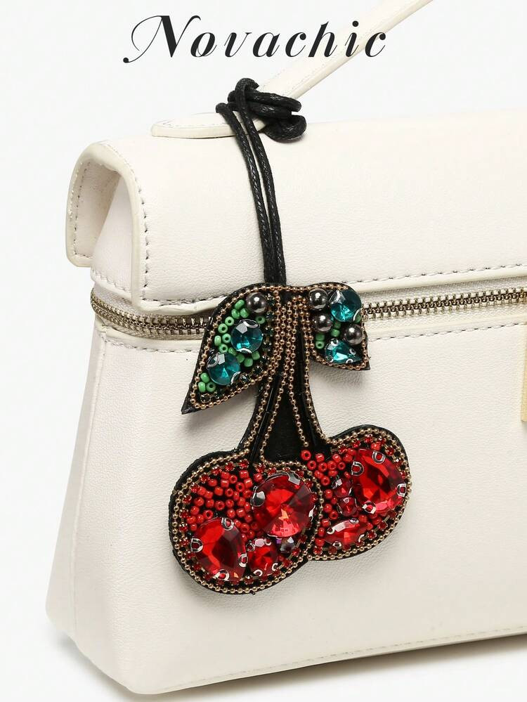 1pc Handmade Beaded Desert & Cherry Charm Suitable For Decorating Various Bags Daily Use (Charm Only No Bag Included) Y2K Burgundy | SHEIN