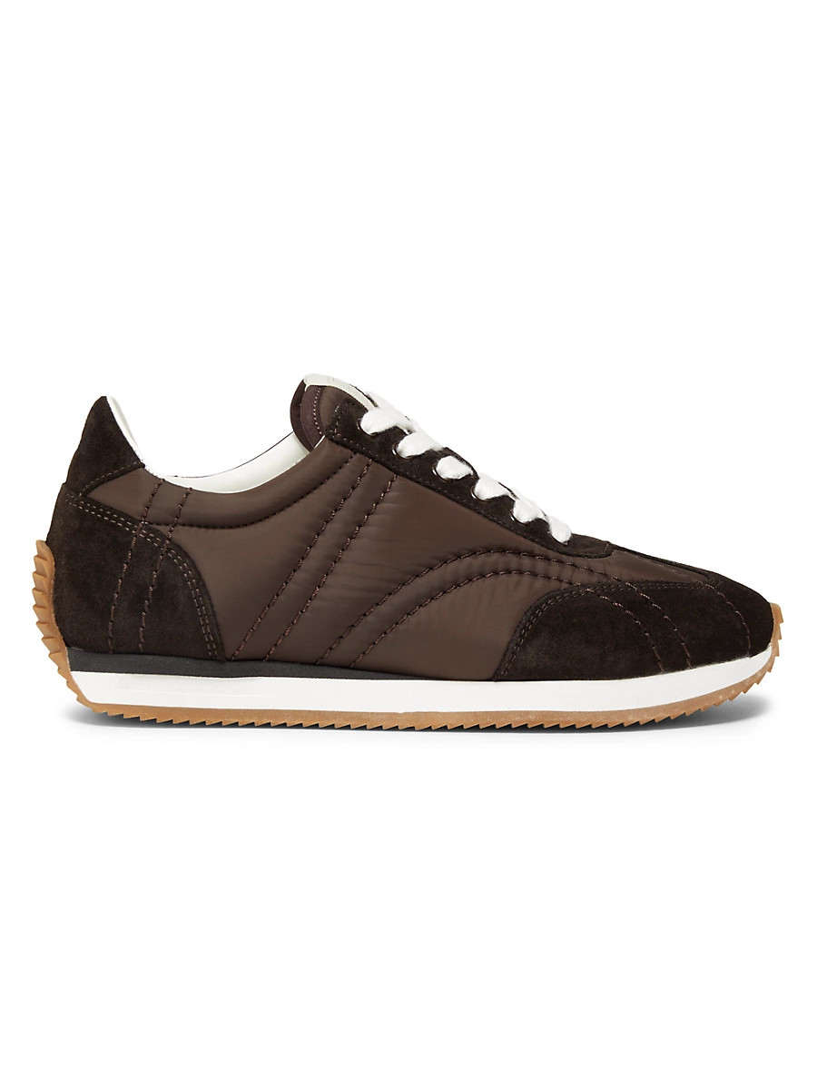 Women's Sporty Monogram-Quilted Low-Top Sneakers - Espresso - Size 5 | Saks Fifth Avenue