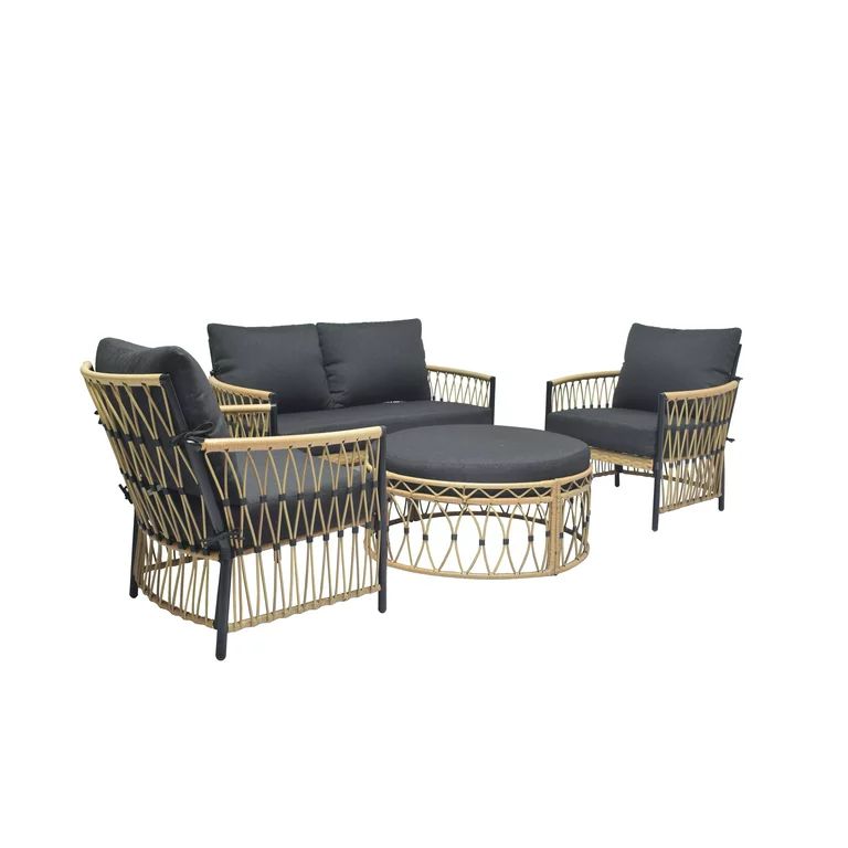Better Homes & Gardens Lilah 2-Pack Outdoor Wicker Lounge Chairs, Black | Walmart (US)