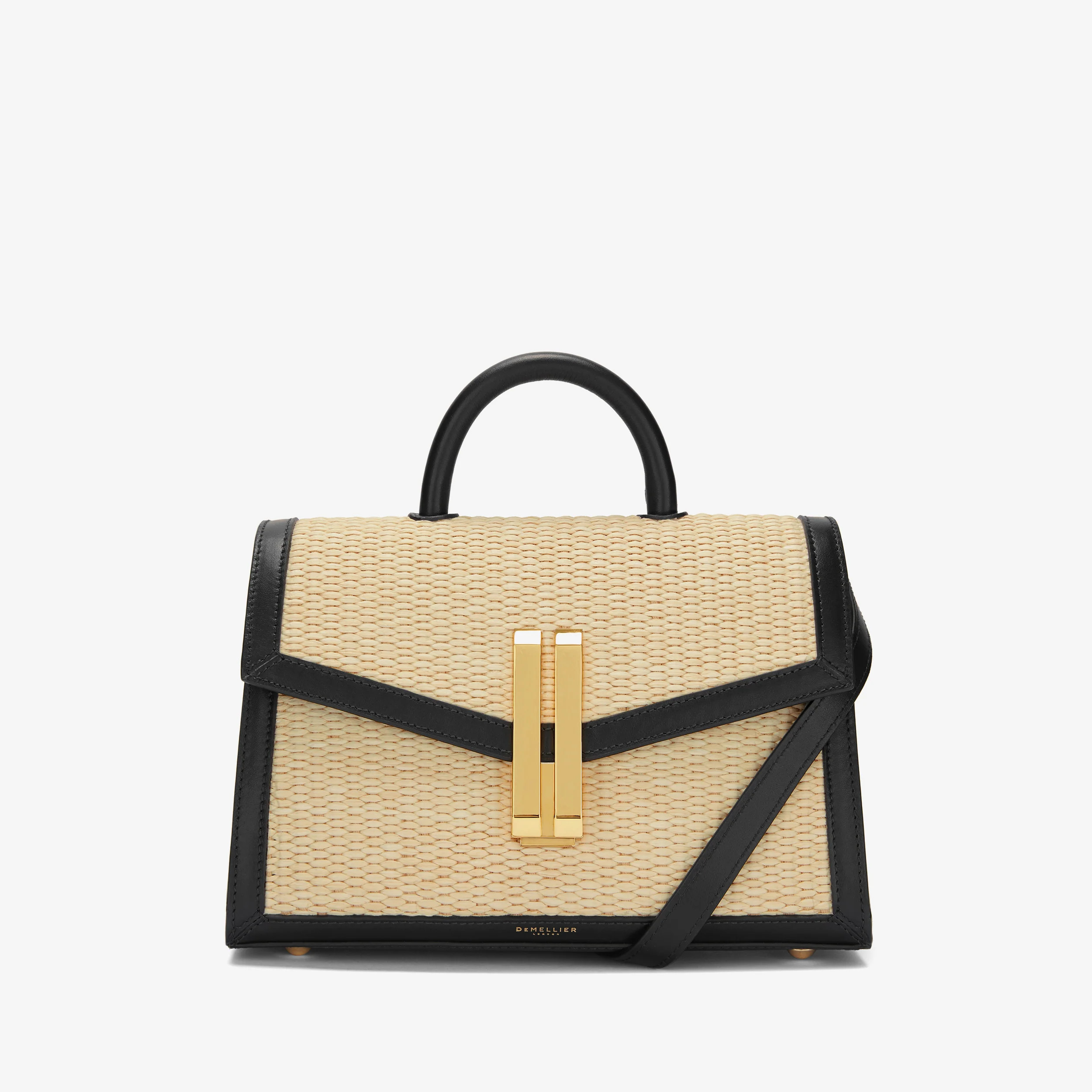 The Midi Montreal | Natural Raffia & Black Smooth | DeMellier | DeMellier