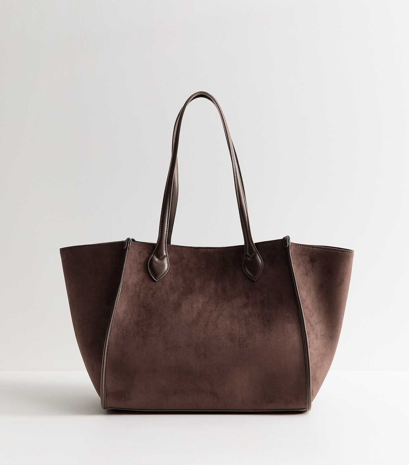 Dark Brown Faux Suede Winged Tote Bag | New Look | New Look (UK)