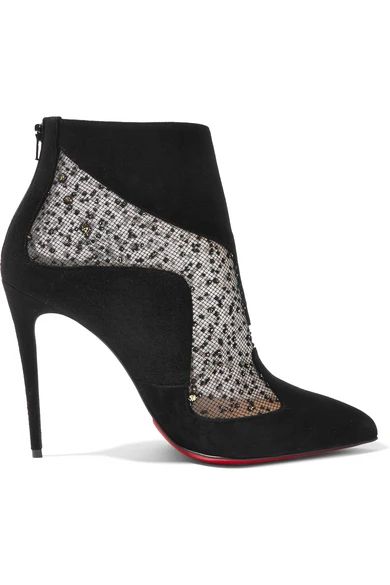 Papilloboot 100 embellished mesh and suede ankle boots | NET-A-PORTER (US)