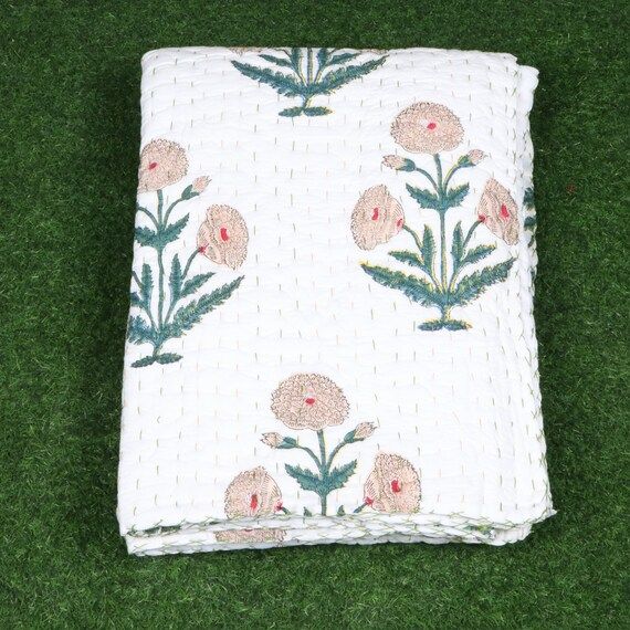 100% Cotton Soft Quilt Natural Vegetable Kantha Quilt | Etsy | Etsy (US)