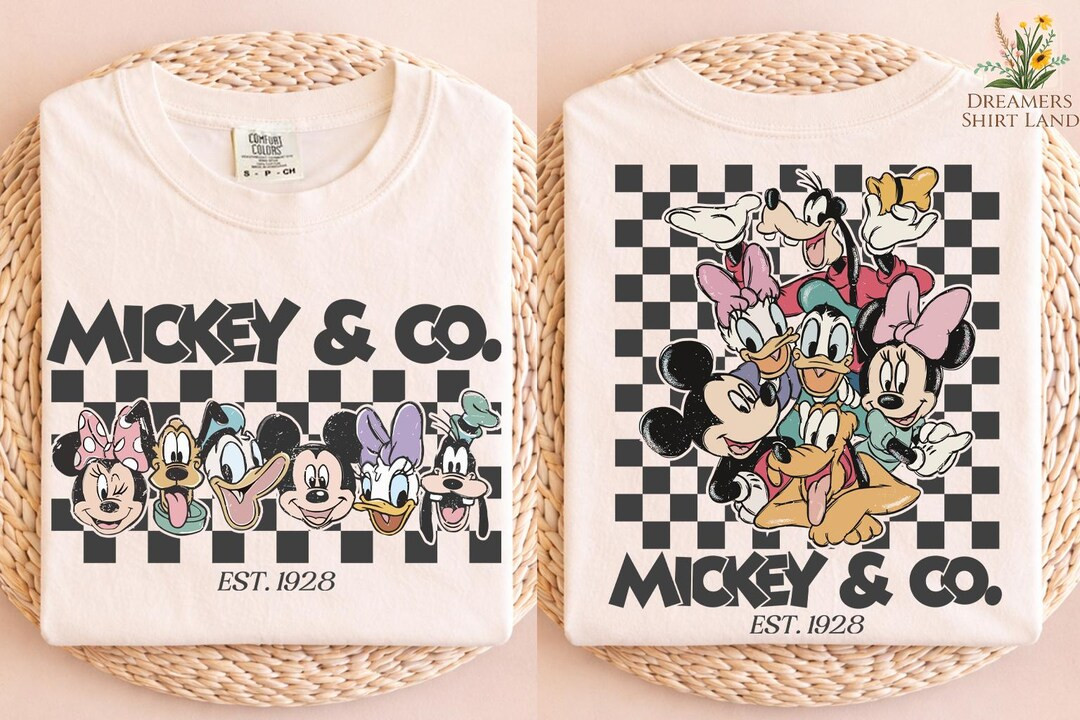 Retro Mickey Minnie Shirts, Retro Mickey and Friends Shirt, Retro Disney Trip Shirt, Checkered Mi... | Etsy (Global)