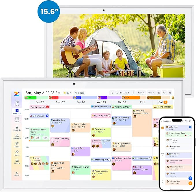 15.6" Smart Digital Calendar, Touchscreen Family Planner, No Subscription Required, 32GB, Multi-U... | Amazon (US)