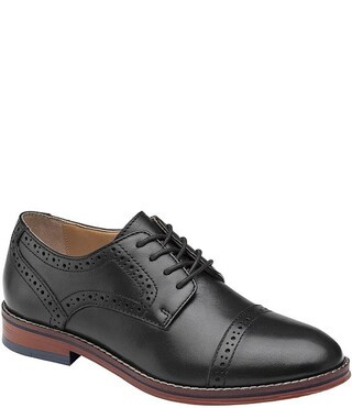 Johnston & Murphy Boys' Conard Leather Cap Toe Brogue Detail Oxfords (Youth) | Dillard's | Dillard's