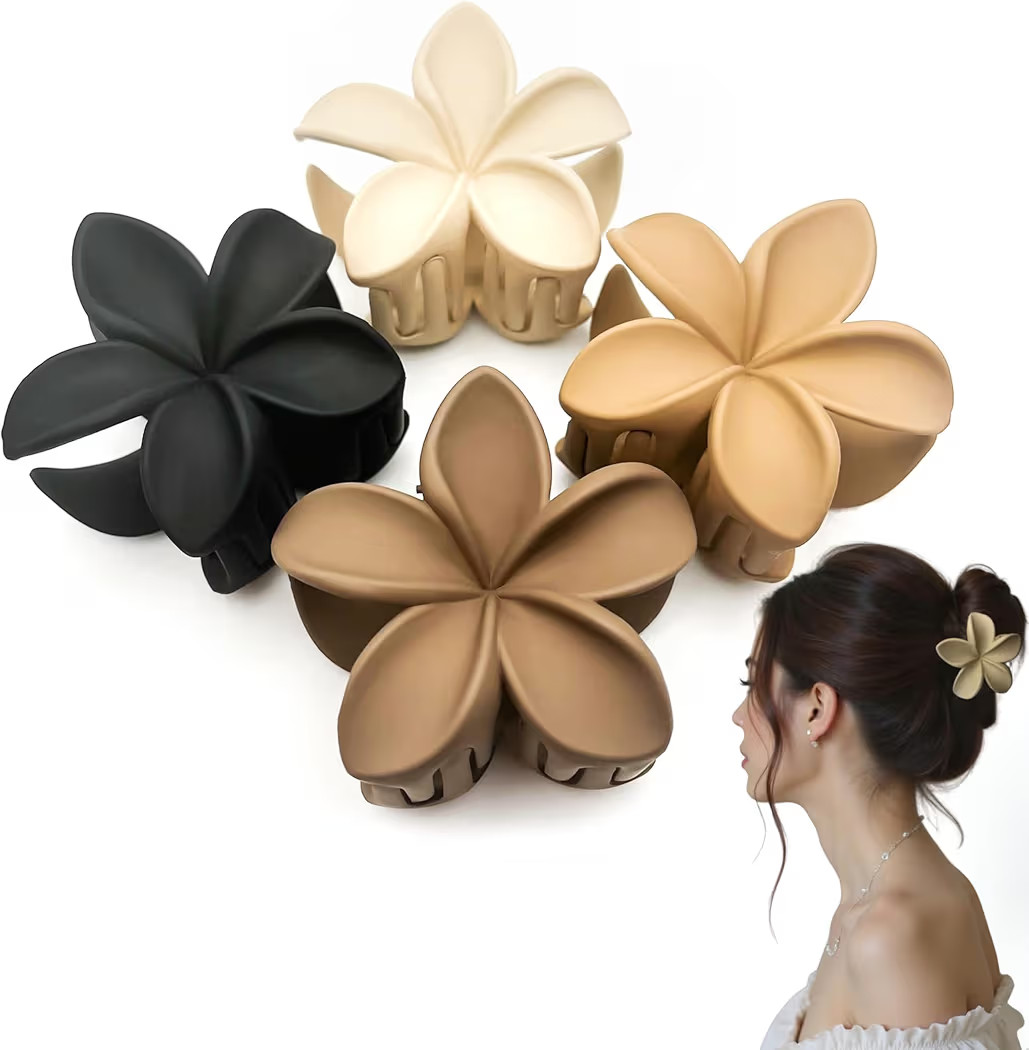 Flower Hair Clips for Women and Girls Thick to Thin Hair Medium Cute Claw Clips Decorative Plumer... | Amazon (US)