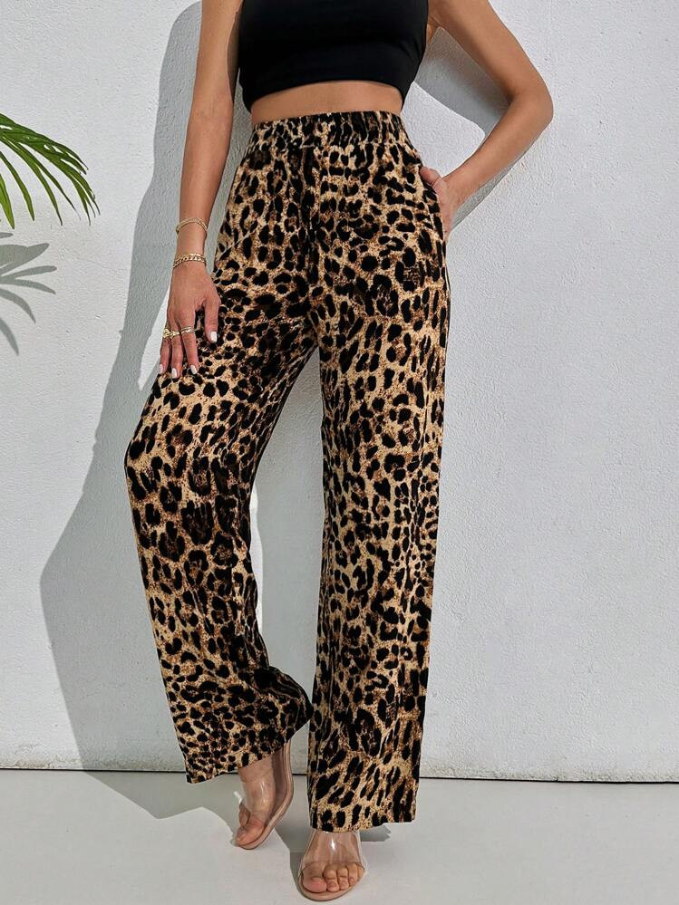 Leopard Wide Leg Pant | SHEIN