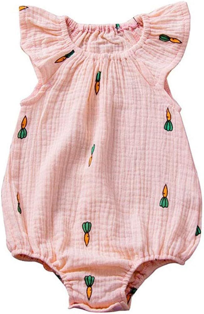xkwyshop Newborn Infant Baby Girl Romper Bodysuit Flying Sleeve Jumpsuit Playsuit Outfit Cotton Line | Amazon (US)