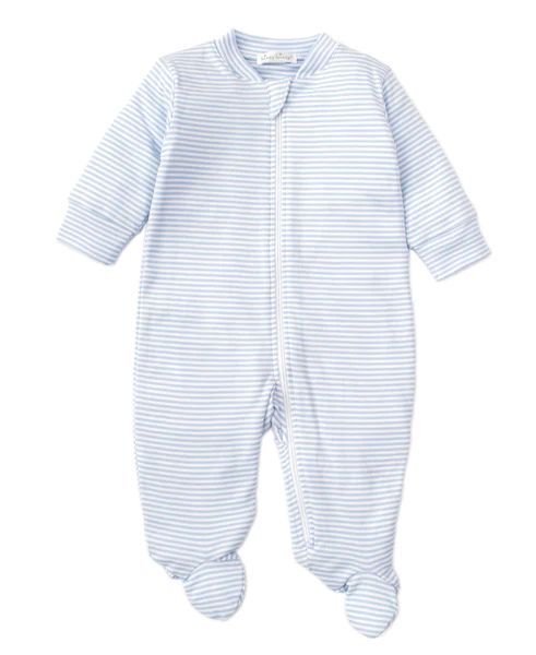 Blue Simple Stripes Pajama Zip Footie | Kissy Kissy