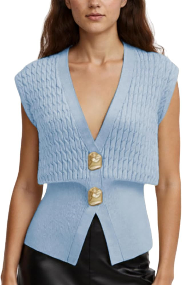 AMEBELLE Vest Tops for Women Cable Knit Sweater Sleeveless V Neck Cardigans Lightweight Knit Pull... | Amazon (US)