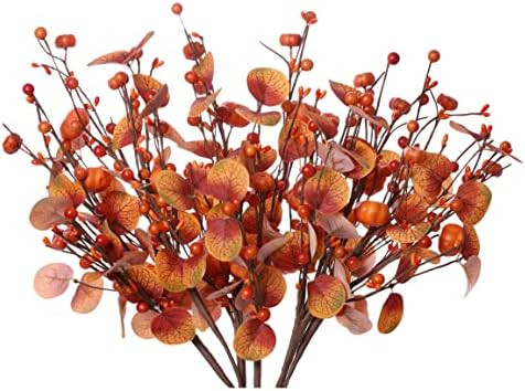 VioletEverGarden 6PCS Fall Stems,Artificial Fall Picks Berry Stems Autumn Eucalyptus Leaves Spray... | Amazon (US)