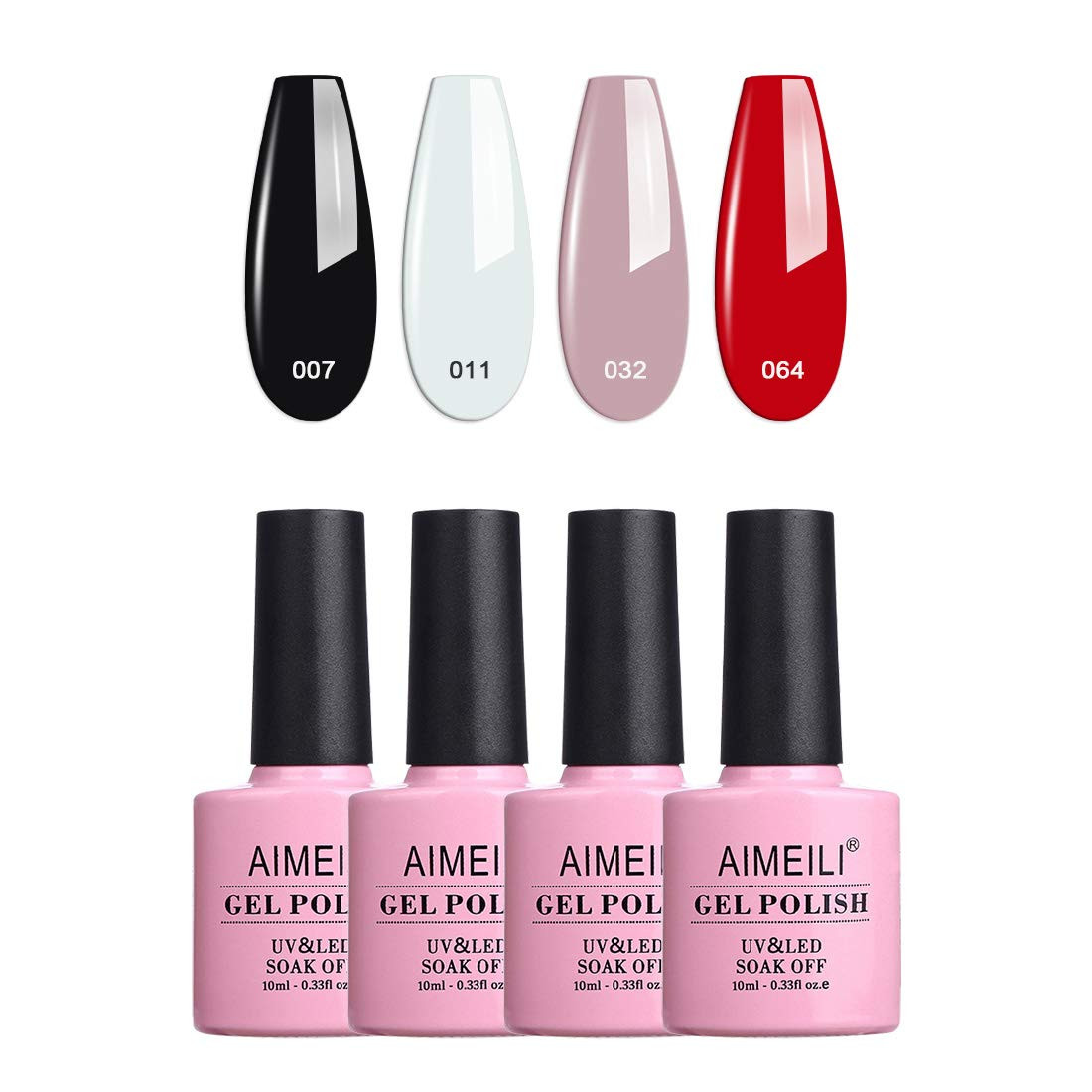 AIMEILI Gel Nail Polish Soak Off U V LED Gel Nail Lacquer, Elegant Classic Nude Black Red White Colo | Amazon (US)