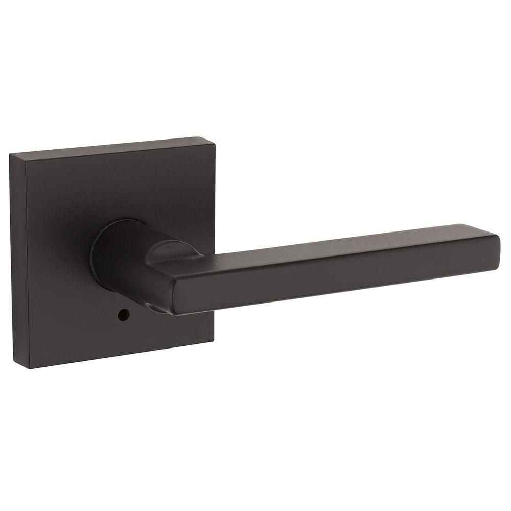 Halifax Square Iron Black Privacy Bed/Bath Door Lever | The Home Depot