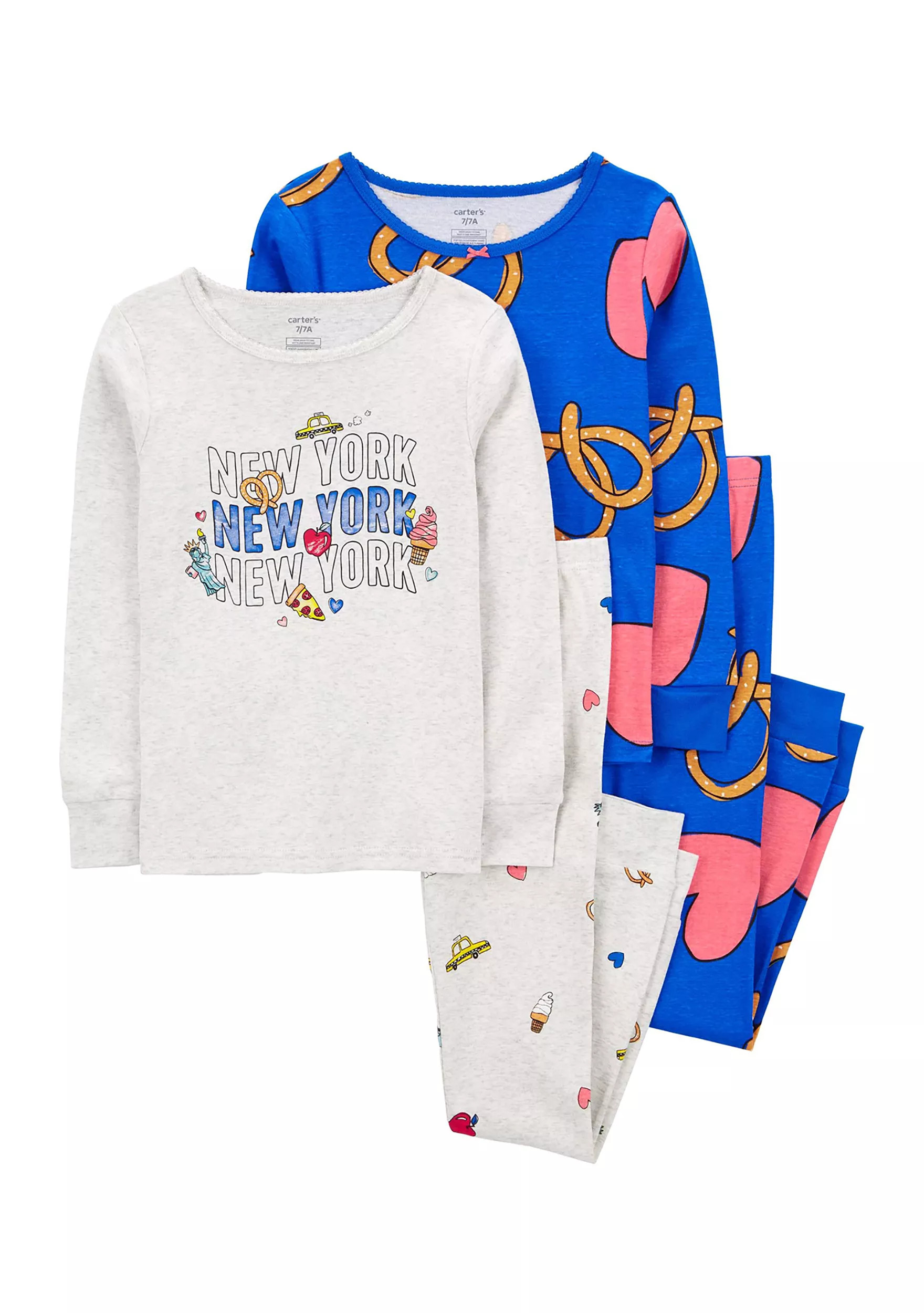 Girls 4-8 4 Piece New York Printed Pajama Set | Belk