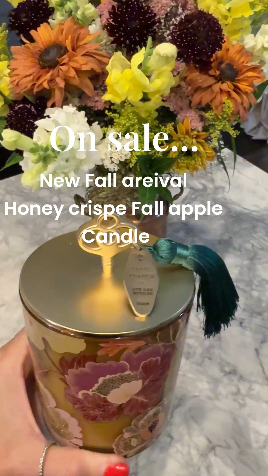 On sale 

New Fall arrival Anthro 
Apple honey crisp scented candle in this beautiful hotel collection fall floral brass lidded candle

#LTKdayinmylife #LTKSeasonal #LTKSaleAlert