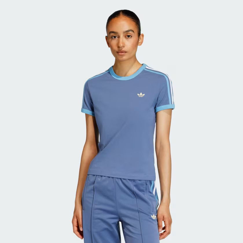 adidas 3-Stripes SLIM TEE - Blue | Free Shipping with adiClub | adidas US | adidas (US)