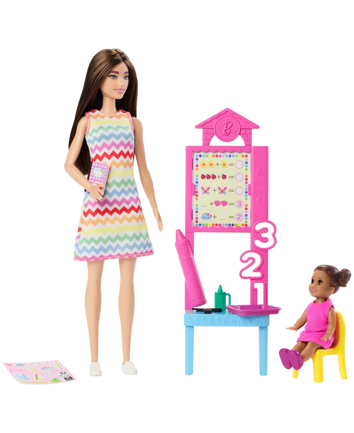 Barbie Teacher Doll with Brunette Fashion Doll, 1 Toddler Doll, & Teaching Accessories - Multi-Color | Macy's