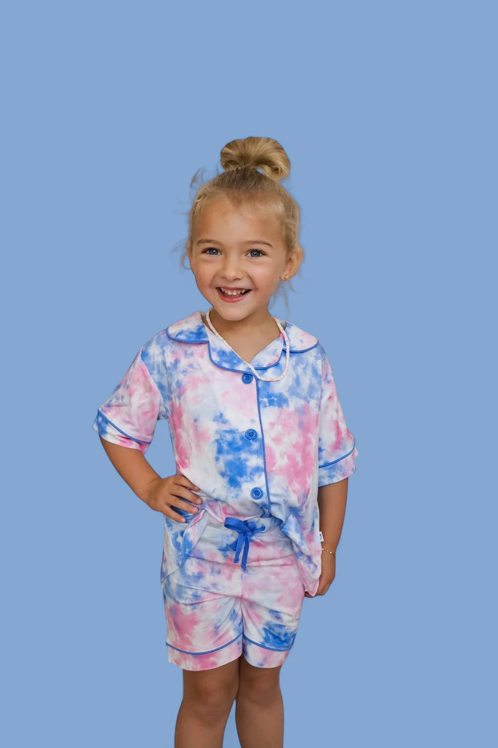 COTTON CANDY TIE DYE DREAM GIRL'S BUTTON DOWN SHORT SET | Dream Big Little