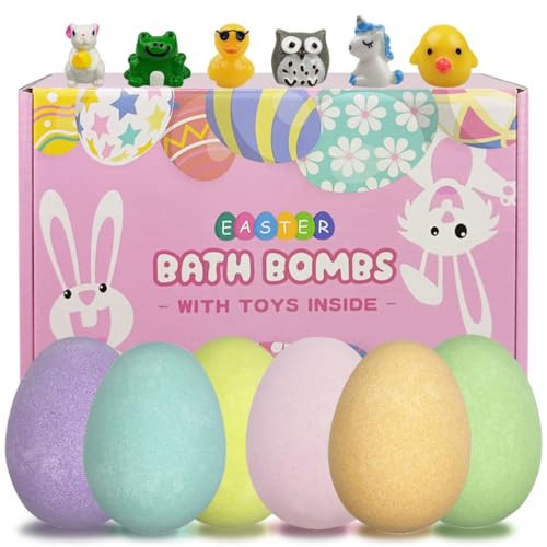 Anditoy 6 Pack Easter Bath Bombs with Easter Surprise Toys Inside for Kids Girls Boys Easter Basket Stuffers Birthday Gifts | Amazon (US)