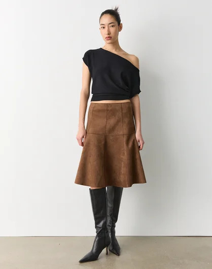 Faux Suede Midi Skirt in Boho Brown | Glassons AU | Glassons (Australia)
