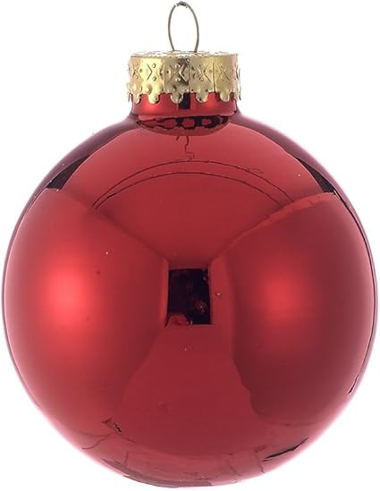 Kurt Adler 65mm Shiny Red Glass Ball Ornaments, 6-Piece Box Set | Amazon (US)