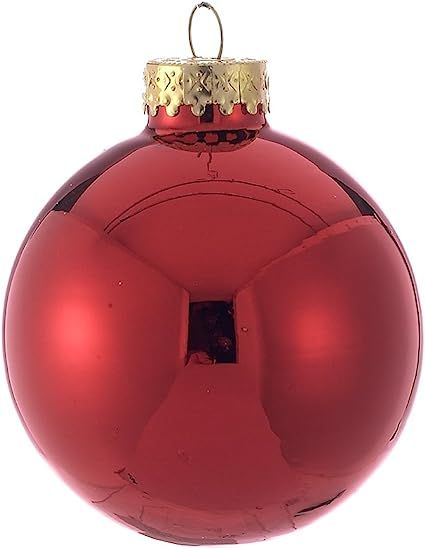 Kurt Adler 65mm Shiny Red Glass Ball Ornaments, 6-Piece Box Set | Amazon (US)