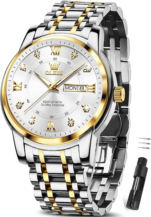 OLEVS Classic Men Watches with Date,Stainless Steel Man Watch with Date, Bussiness Watches for Me... | Amazon (US)