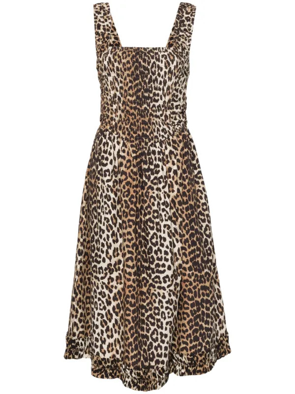 leopard-print smock midi dress | Farfetch Global