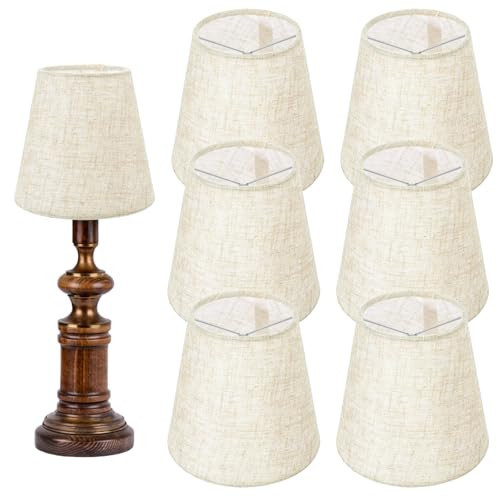 Giantree 5.51 x 5.12 x 3.54inches Chandelier Lamp Shades, 6 Pack Linen Mini Lamp Shade Clip on Bulb Lampshades for Table Wall Lamps Replacement | Amazon (US)