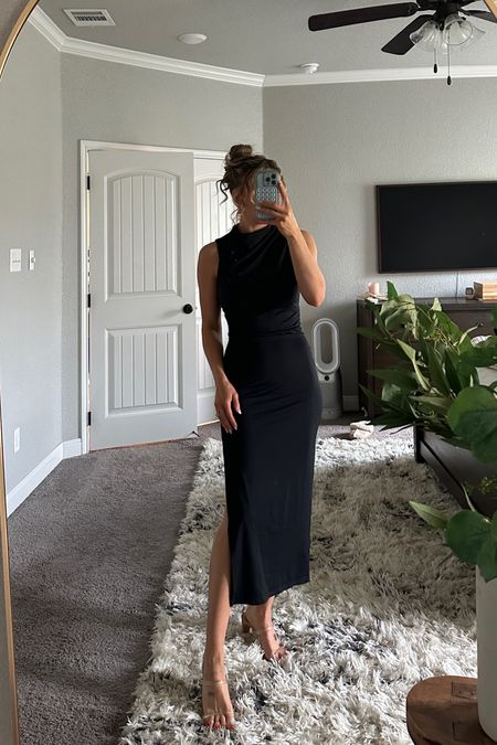 amazon wedding guest outfit! wearing a small in this sexy black dress - fabric is thin (not see through!) consider wearing shapewear under if that bothers you!

#LTKFindsUnder50 #LTKWedding #LTKFindsUnder100