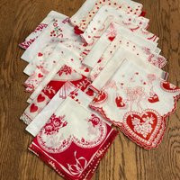 Vintage Valentine Handkerchief - Valentine's Day Heart Handkerchiefs Sold Separately | Etsy (US)