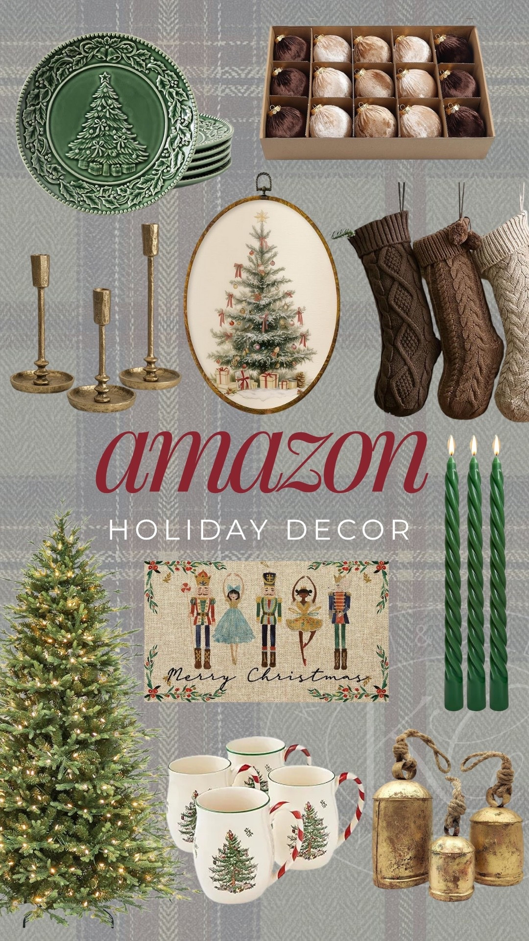 Amazon holiday decor! I love these cable knit stocking and flocked ornaments. 

#LTKHoliday #LTKHome #LTKSeasonal