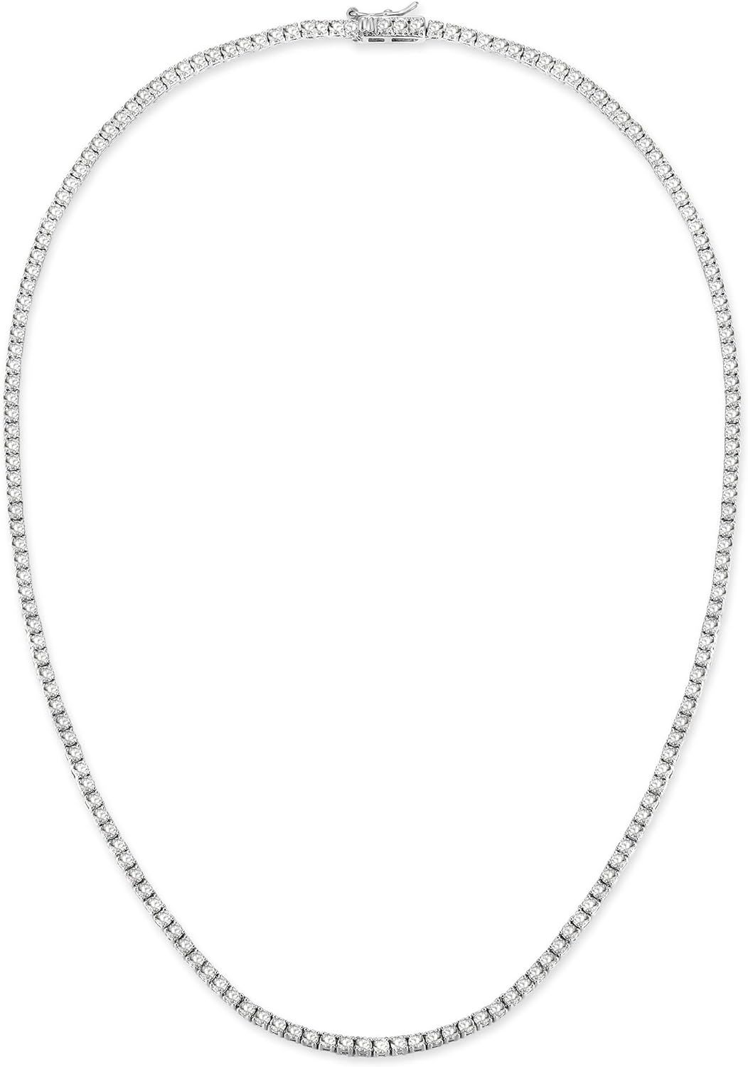 Gemsme 18K White Gold Plated 3.0mm Round Cubic Zirconia Classic Tennis Necklace for women | Amazon (US)