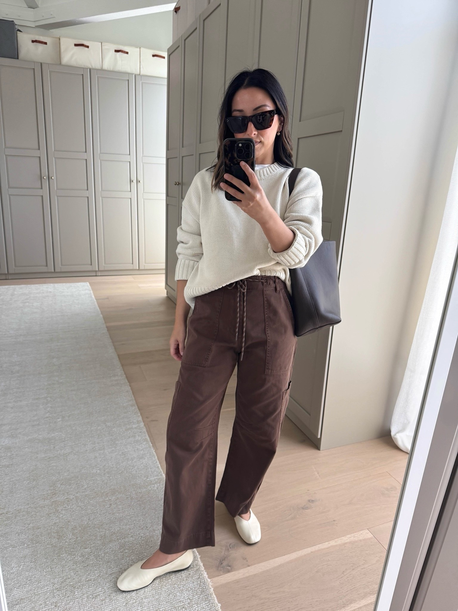 Gap cropped cotton sweater on sale! such a good petite-friendly fall staple. comes in a few colors. 

My favorite Pistola cargos now come in brown! Sizing is a little different from the green, so I’d recommend sizing up in this color.

Gap sweater petite small 
Everlane tee medium 
Pistola cargo petite 25 
Reformation flats 5 
Quince bucket small
Celine sunglasses

#LTKootd #LTKmomlife #LTKPetite
